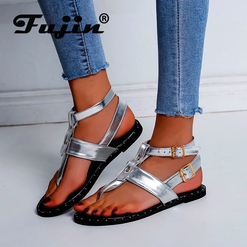 Fujin сандалии дропшиппинг 2020 новые летние Pin носок с плоским дном Пряжка Леопард