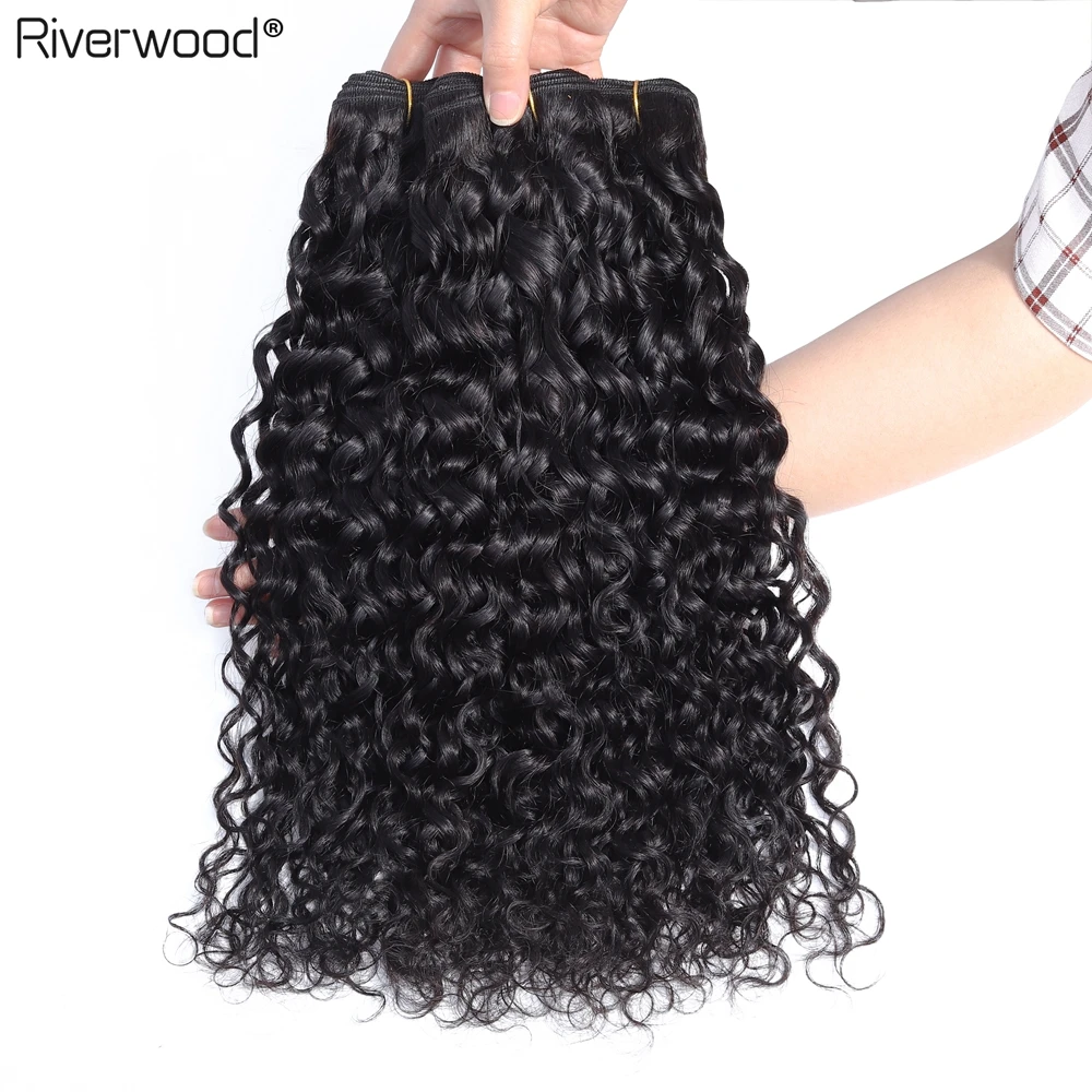 Water Wave Bundles With Closure 100% Remy Human Hair 3 4*4 Lace Riverwood Brazilian Weave | Шиньоны и парики