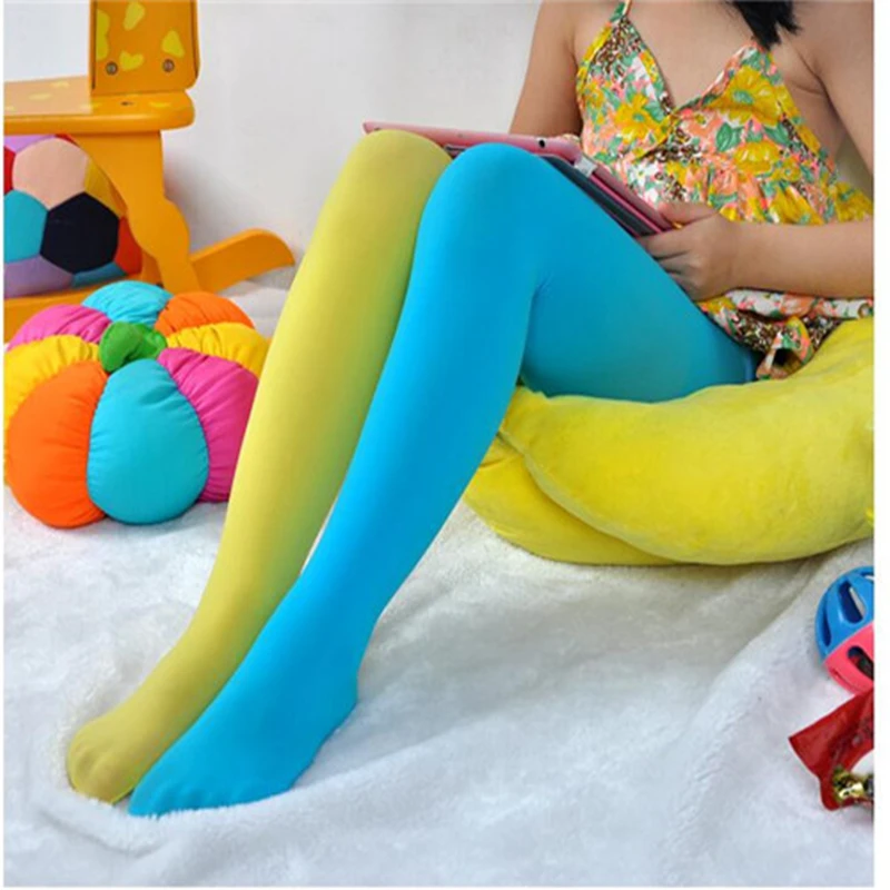 Девушки конфеты цветные колготки для танцев вечерние Show Детские чулки девочек