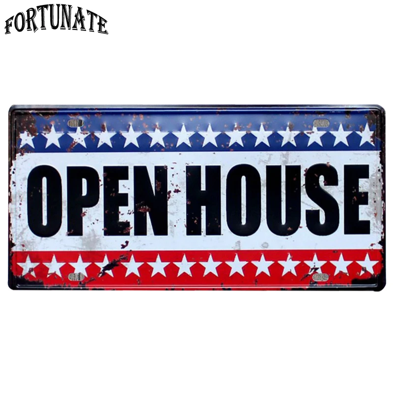 Новый металлический номерной знак с открытым домом для автомобиля винтажный