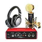 Внешняя звуковая карта USB, иконка, мобильный U-образный конденсаторный микрофон, Женская запись, с гарнитурой PRO82