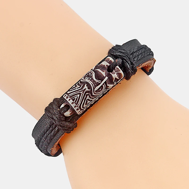 Оптовая продажа 12 шт. черная кожа белая тики|bracelet zirconia|charm leather braceletscharming angle |