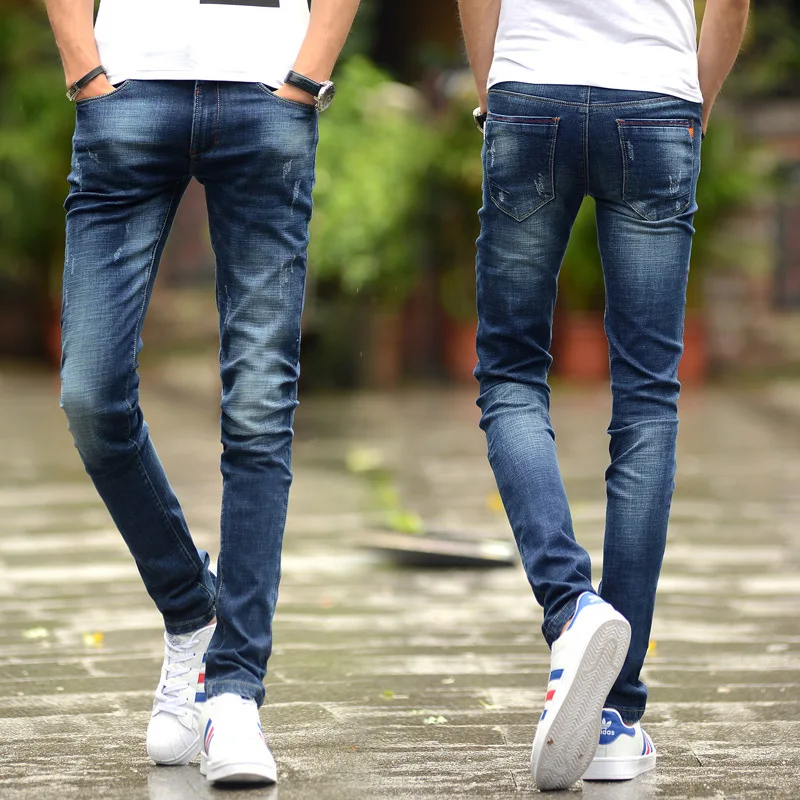 Новинка 2019 мужские модные синие джинсы весенние классические повседневные узкие