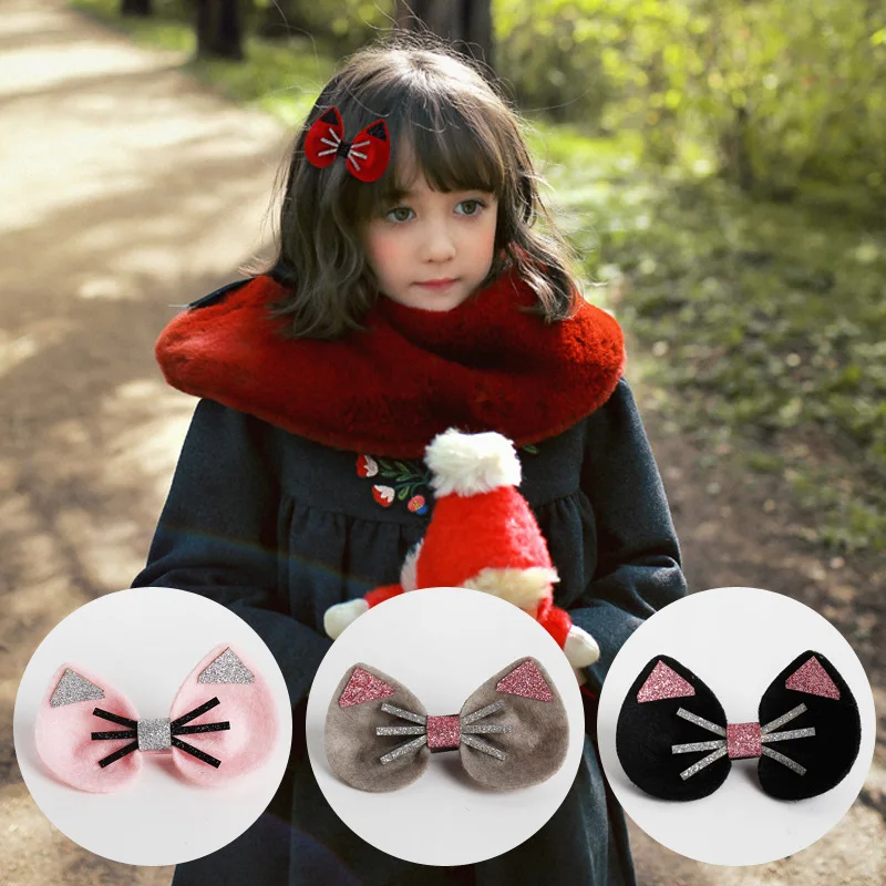 Симпатичная блестящая заколка в виде спящего кота розовая серая красная черная