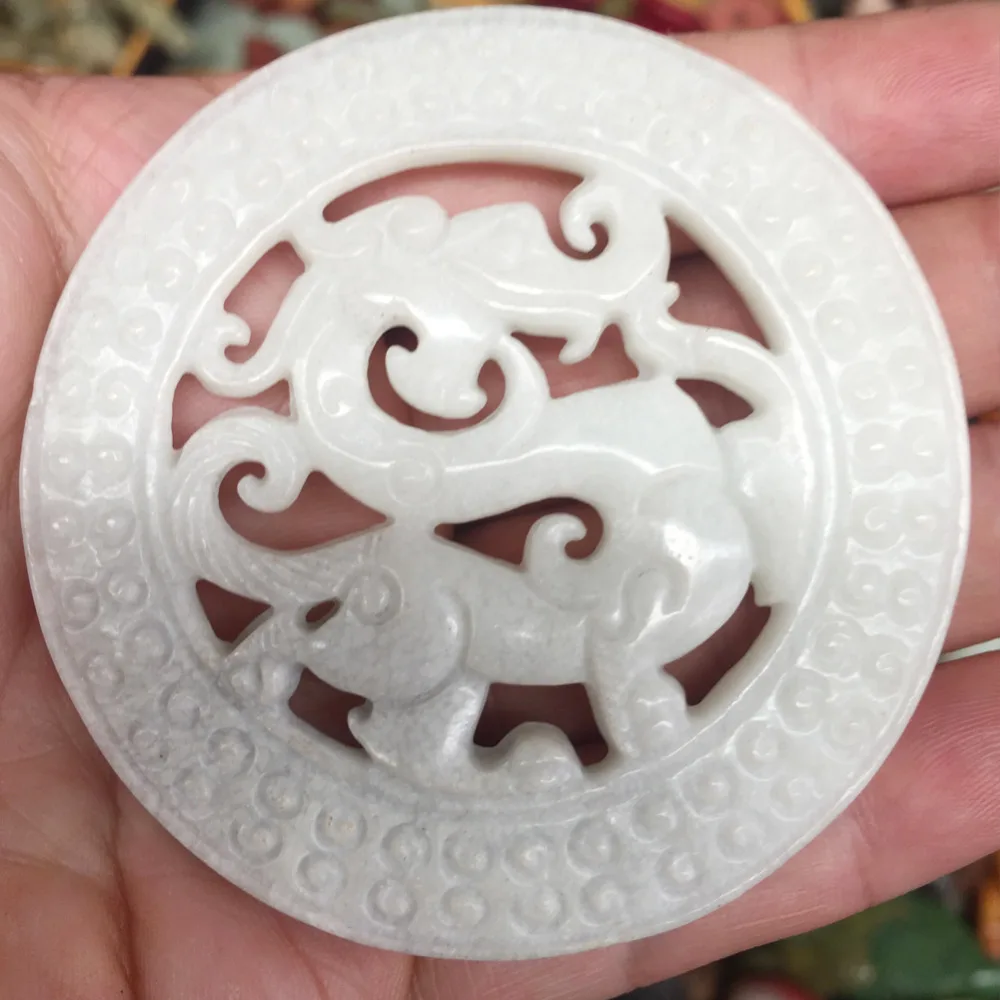Бесплатная доставка старинная китайская ручная работа белый нефрит резной