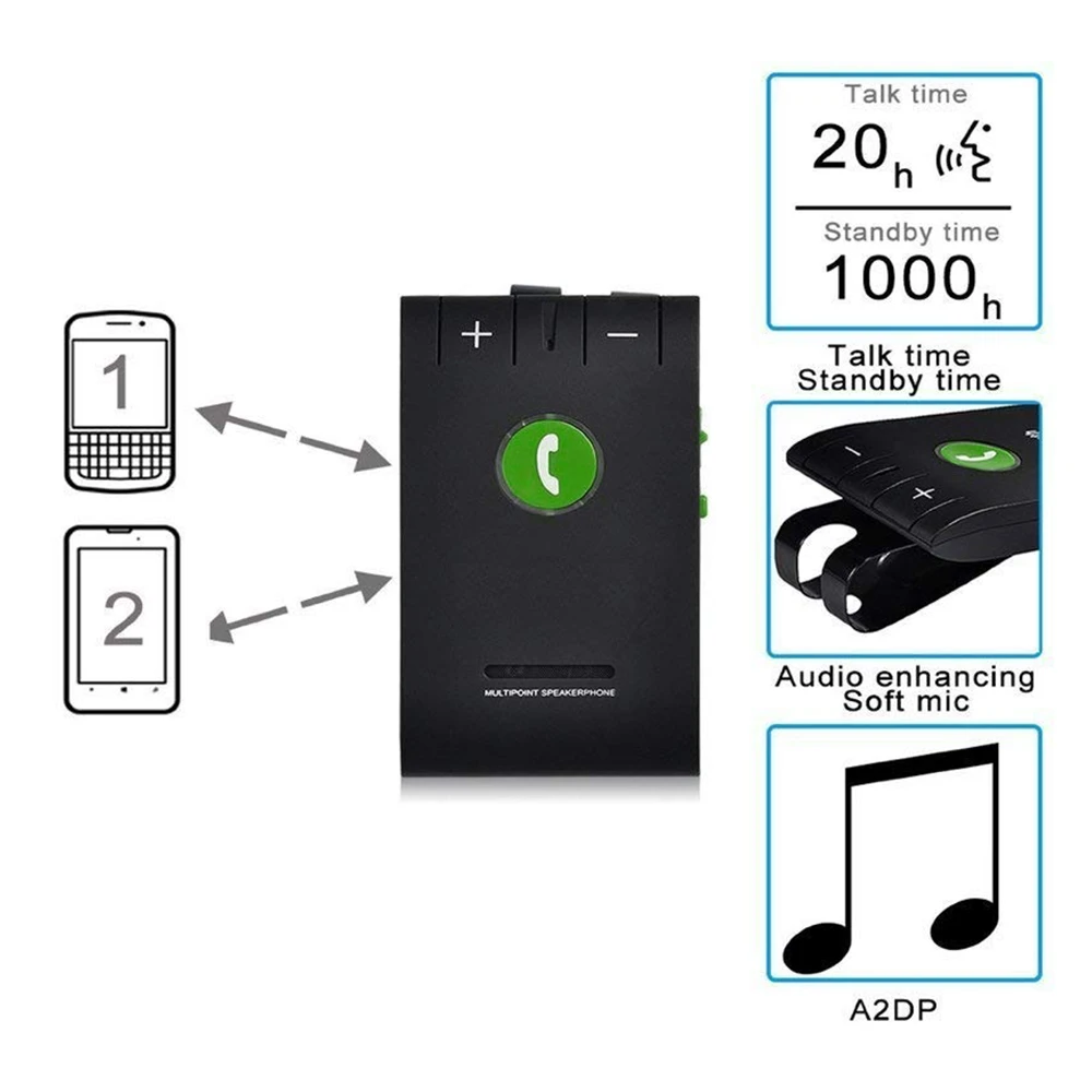 DDHAO Multipoint Громкая 4 0 + EDR Беспроводной Bluetooth Hands Free Car Kit MP3 музыкальный плеер для