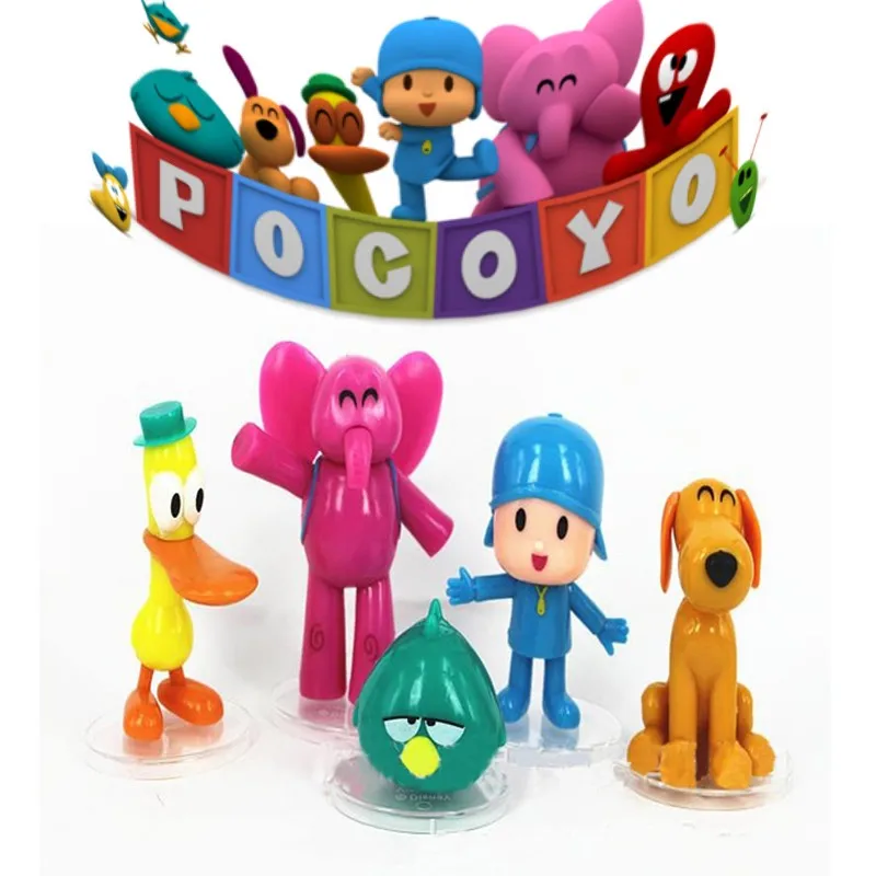 SAINTGI Small Pocoyo Zinkia Elephant Bird Dogs Duck Cartoon Anime Movie Action Figures Mini PVC 4-10CM Kids Toys Dolls PP BAG | Игрушки и