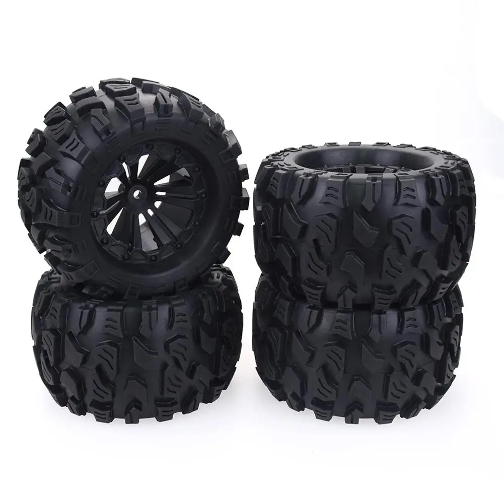 New 4PCS 125mm 1/10 Monster Truck Tire& Wheel Hex 12mm For Traxxas Tamiya Kyosho HPI HSP Savage XS TM Flux LRP