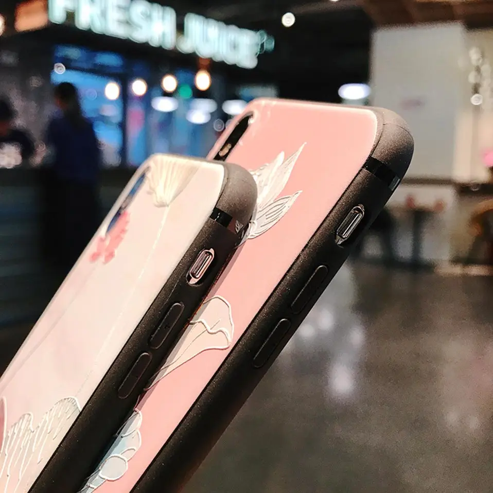 Чехол Emboss в китайском стиле для телефона чехол iPhone 6 S 7 8 Plus Capa XS XR XSMax Lotus Back X |