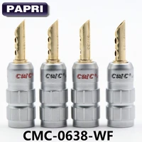 4pcs cmc 0638 wf gold plated ofc brass male audio day jack speaker amplifier post terminal banana plug connector