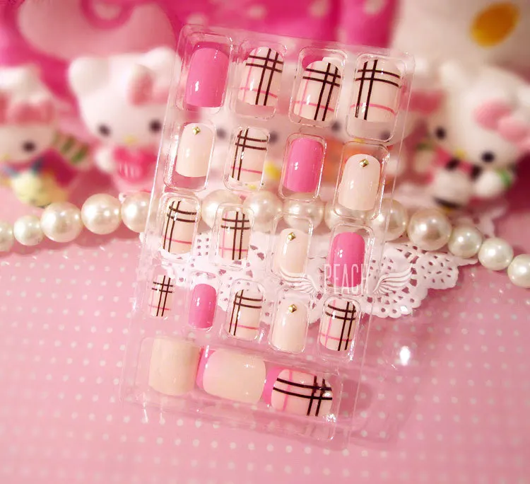 Модные стильные экологически чистые акриловые накладные ногти с полным