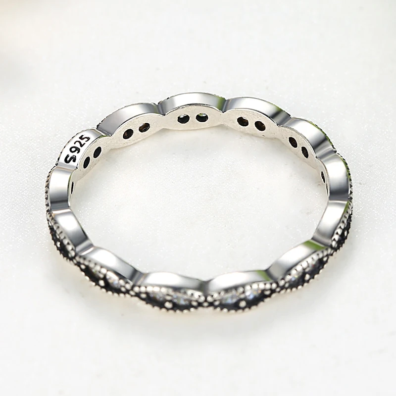 Stackable Ring ZMZY из 100% серебра 925 пробы с прозрачным кубическим цирконием совместимо