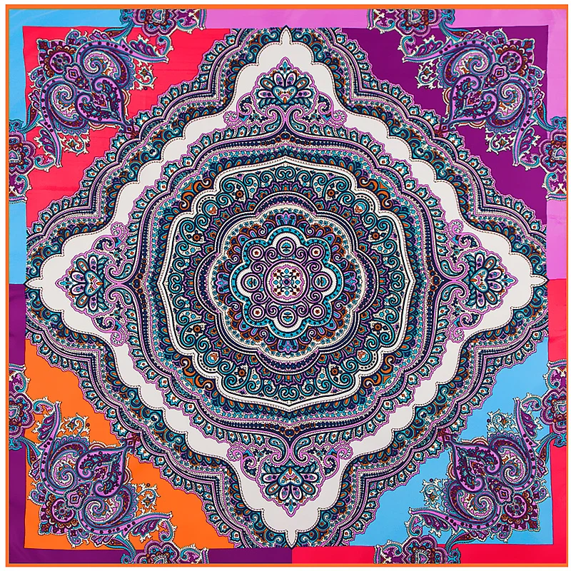 Квадратный шелковый шарф POBING из саржевого шёлка 2017 роскошный бренд ретро