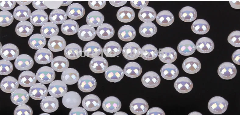 Бесплатная пересылка 1000 шт./пакет 5 мм AB Цвет клей на рыхлых жемчуг имитация Flatback