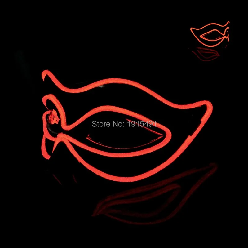 Яркая новинка светящаяся неоновая маска EL wire Fox на 2 батарейки AA|novelty lights|wire neon