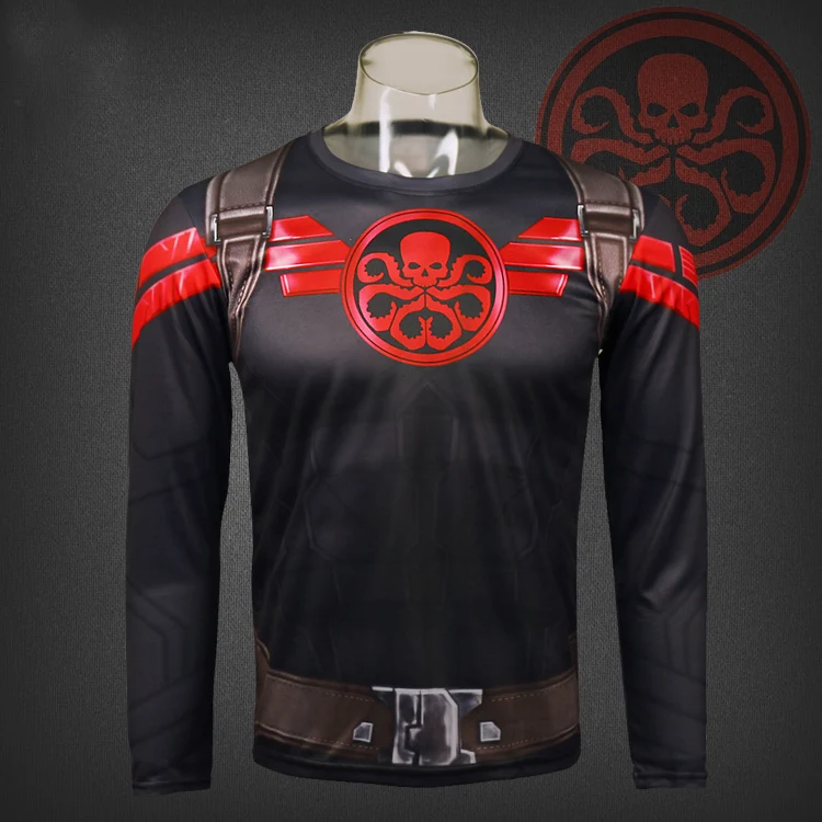 Американский капитан 3 бюро Aegis агенты Marvel Hydra футболка с длинными рукавами