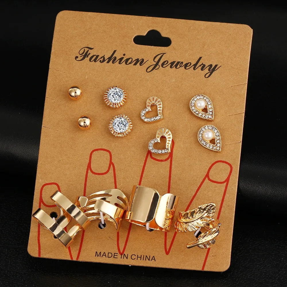 Женский комплект колец на фалангу IF ME Модный с кристаллами и искусственным