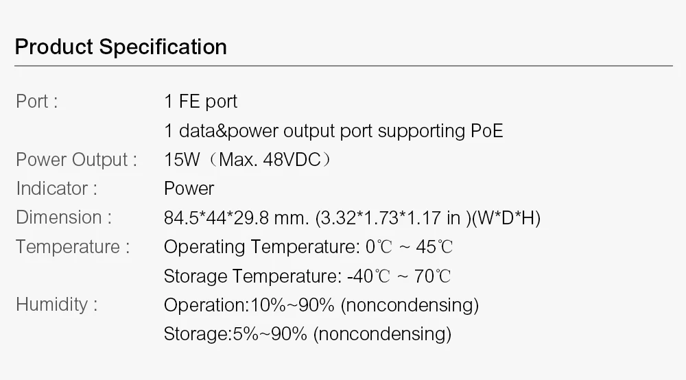 Tenda PoE15F Инжектор адаптер 10/100 Мбит/с Мощность 802.3af 15 Вт RJ45 Ethernet сетевой коммутатор PoE разветвитель разъема, подключи и играй