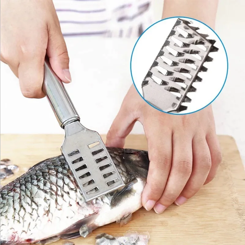 1 pcs Fish Skin Brush Stainless Steel Scraping Scale Graters Fast Remove Cleaning Peeler Scaler Scraper | Дом и сад