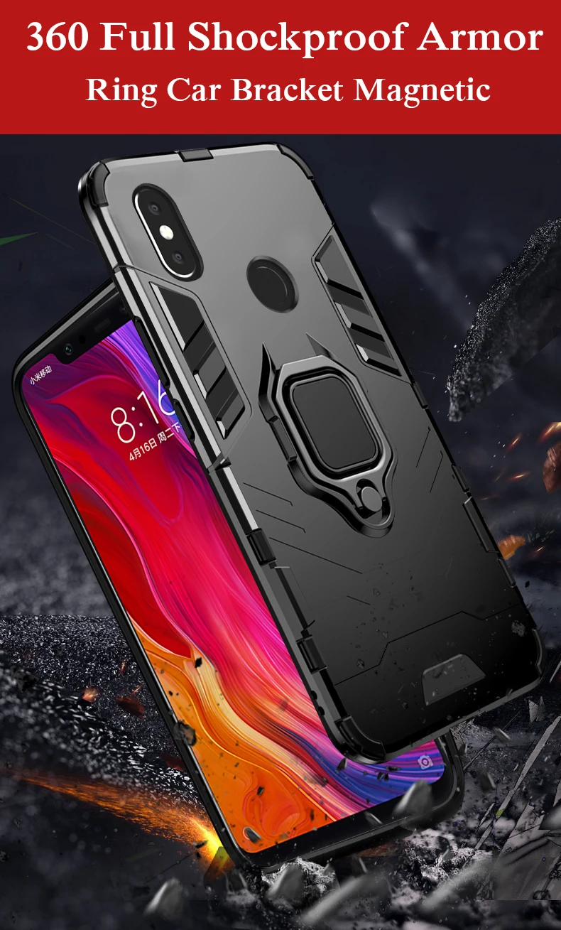 Армированный чехол для Xiaomi mi 9 8 SE Honor 8 lite 6X Pocophone F1 mi X 2 2S MAX мы собрали воедино 3 подставка с магнитным кольцом крышка Red mi K20 6 5 Примечание 7 5 ТПУ чехол