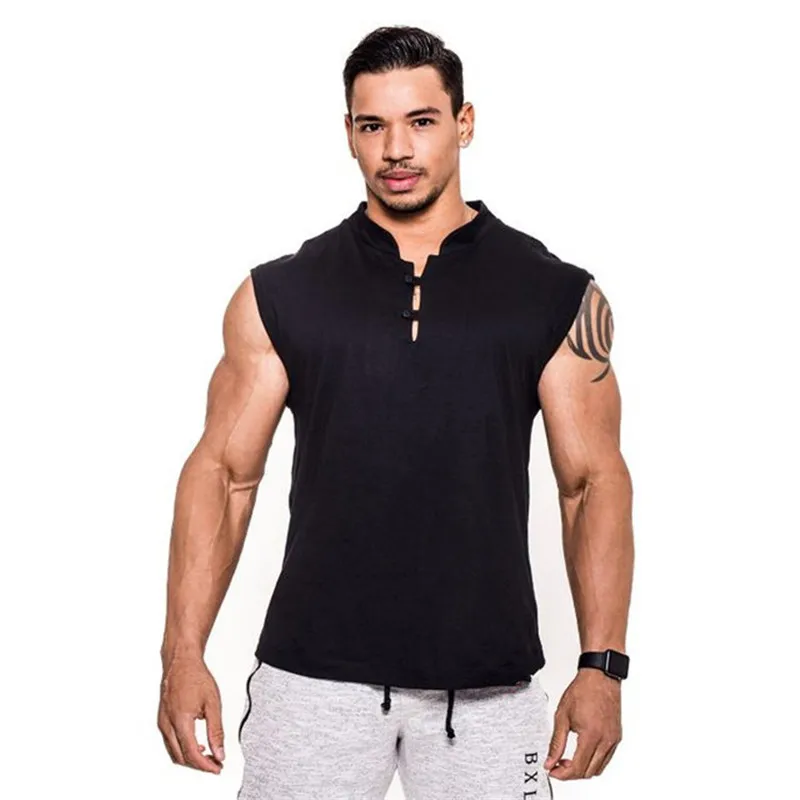 

New Men's Vest Gyms sports Bodybuilding Fitness cotton leisure Sleeveless Singlet casual Top Vest Tank bodybuilding men clothes