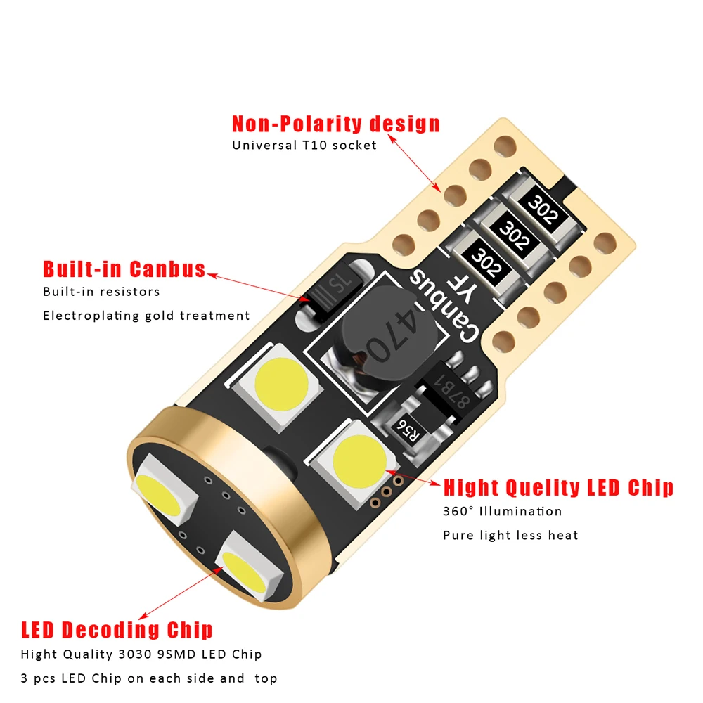 10 20 штук T10 Led Canbus 6SMD 3030 194 50 Клин Парковка купол светильник лампа без ошибок для