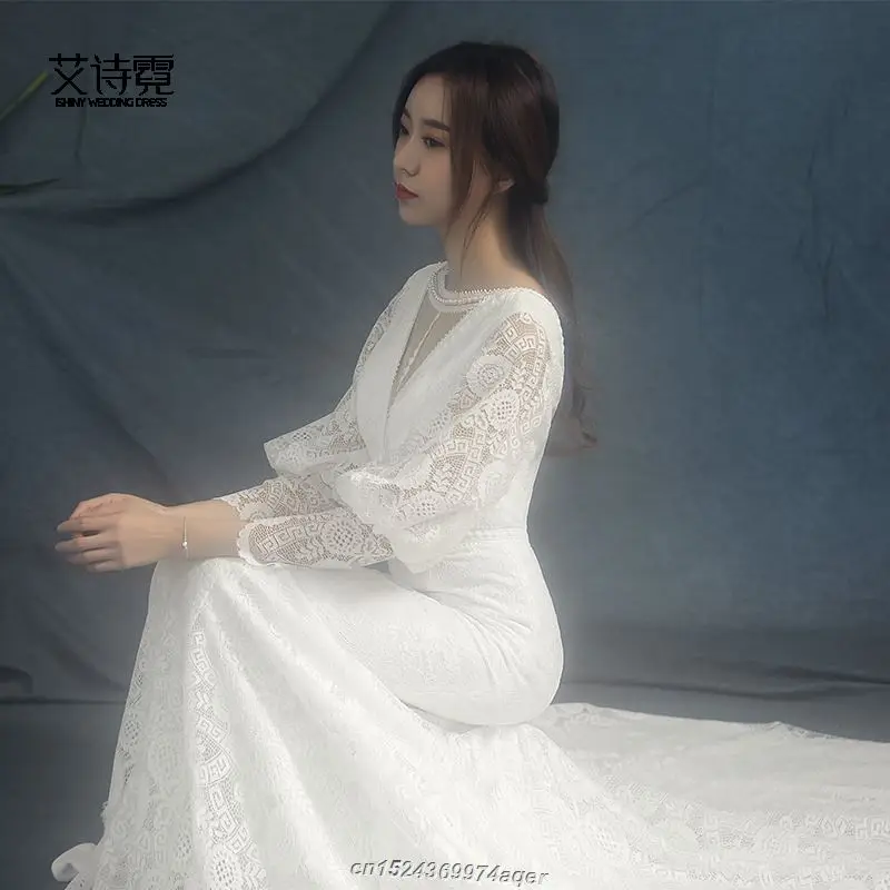 Красивое белое кружевное свадебное платье 2019 Vestidos De Novia Высокое/низкое пляжное