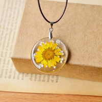 hot fomalhaut hand painted chrysanthemum flowers round time gem necklace long strip pendant necklaces women jewelry sx 100