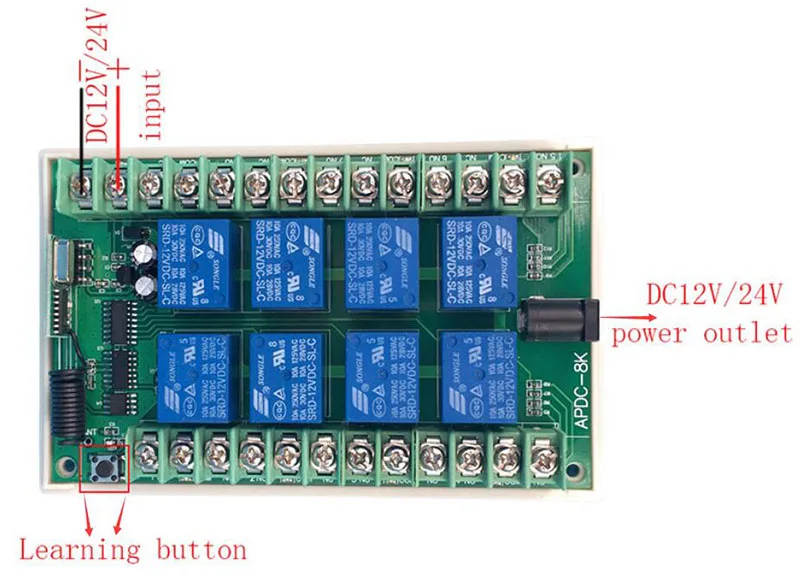 DC 12V 24V 8 CH каналов 8CH RF беспроводной пульт дистанционного управления Система дистанционного управления приемник передатчик 8CH реле 315/433 MHz