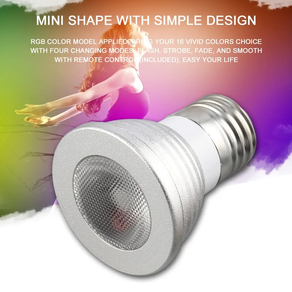 Светодиодная лампа ICOCO E27 5 Вт многоцветная сменная RGB с дистанционным управлением