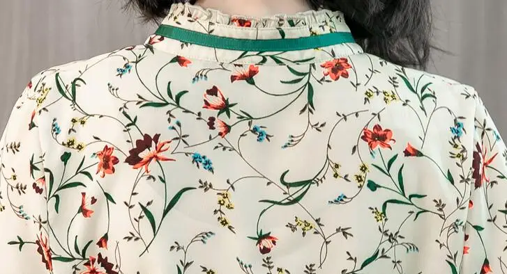 Coreano с оборками и бантом costura шифоновые женские топы 2018 moda повседневные