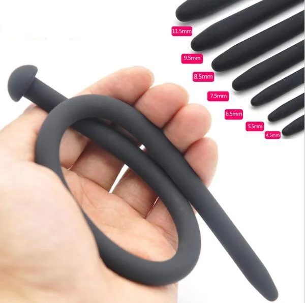 

Hot Male Mushroom Head Black Silicone Urethral Sounding Stretching Dilators Penis Stimulate Plug Adult BDSM Product Sex Toy A307