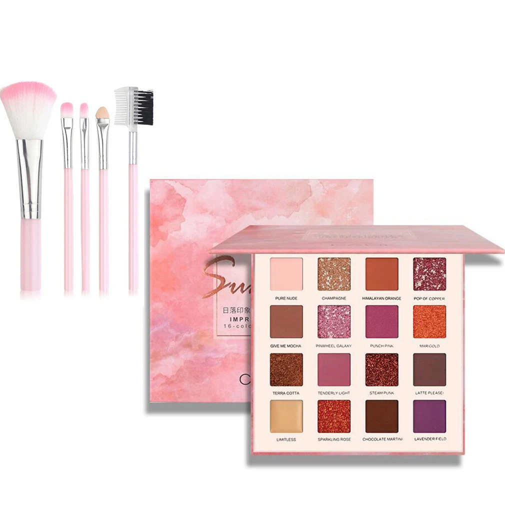 16 цветов диск для теней блестки мерцающие матовые студенческие косметика