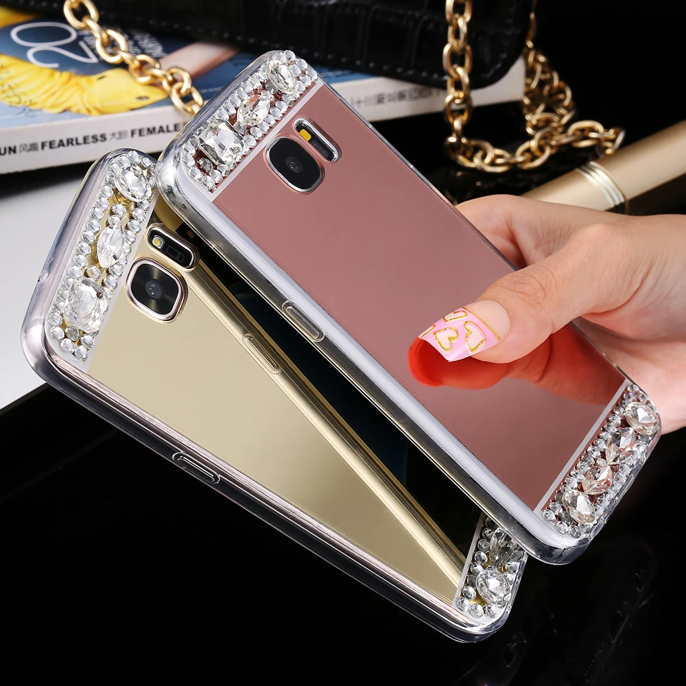 Блестящий Алмазный чехол KISSCASE для Samsung J5 2016 J3 J7 зеркальный телефона акриловые