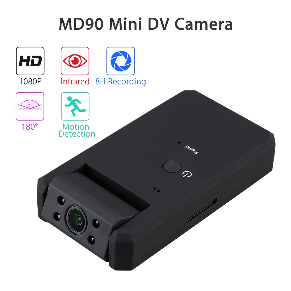 Smart MD90 DV Camara черная инфракрасная мини-видеокамера с ночным видением 1080P камеры с поворотом на 180 градусов Функция обнаружения движения