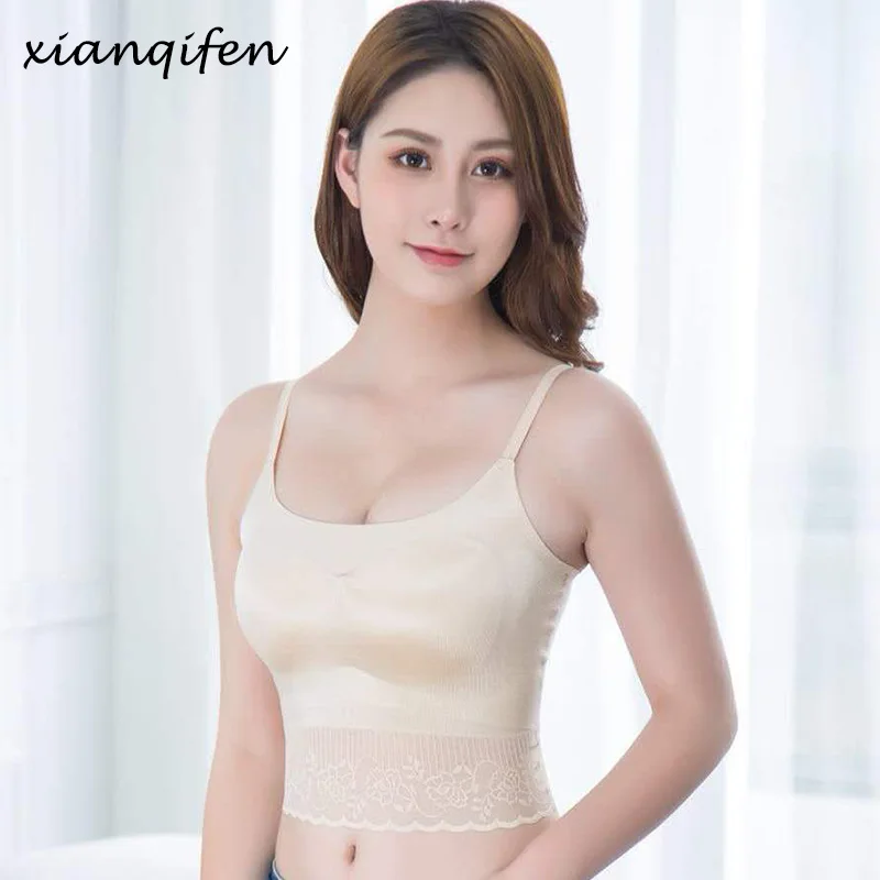 Xianqifen Crop tops женский бюстгальтер отжимать Bralette белье бесшовное цельный с