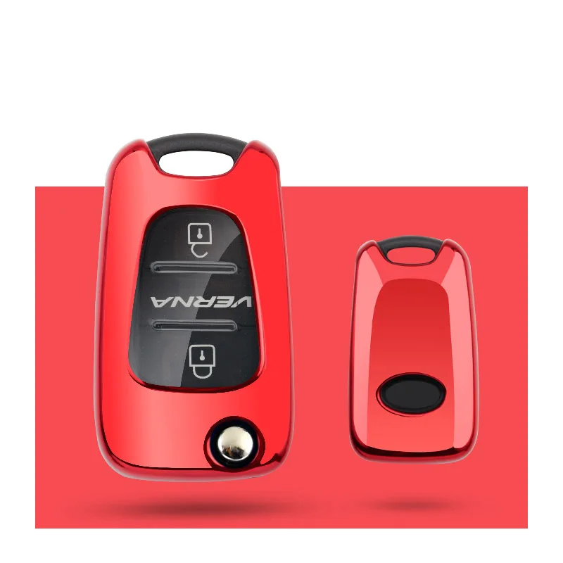 red single shell Весь чехол для ключей автомобиля, брелок для ключей, брелок для hyundai I10 I20 I30 IX35 Solaris Kia K2 K5 Rio Sportage FlipKey - Название цвета: red single shell