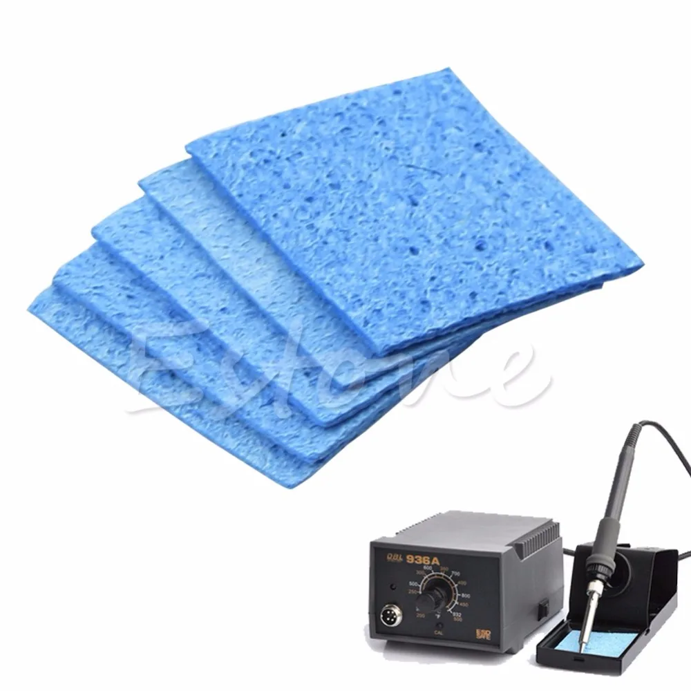 

5pcs Soldering Iron Solder Tip Welding Cleaning Sponge Pads Blue Size 6cm*6cm