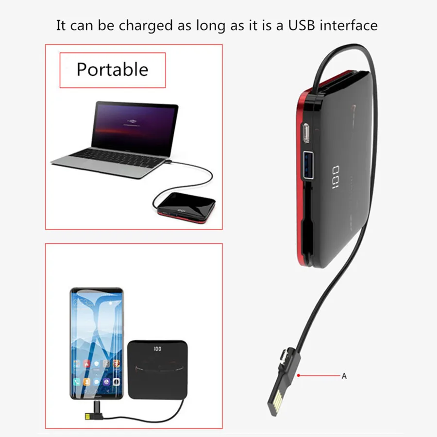 8000mAh мини панель солнечных батарей Мощность банк 2.0A Quick Charge двойной USB Портативный