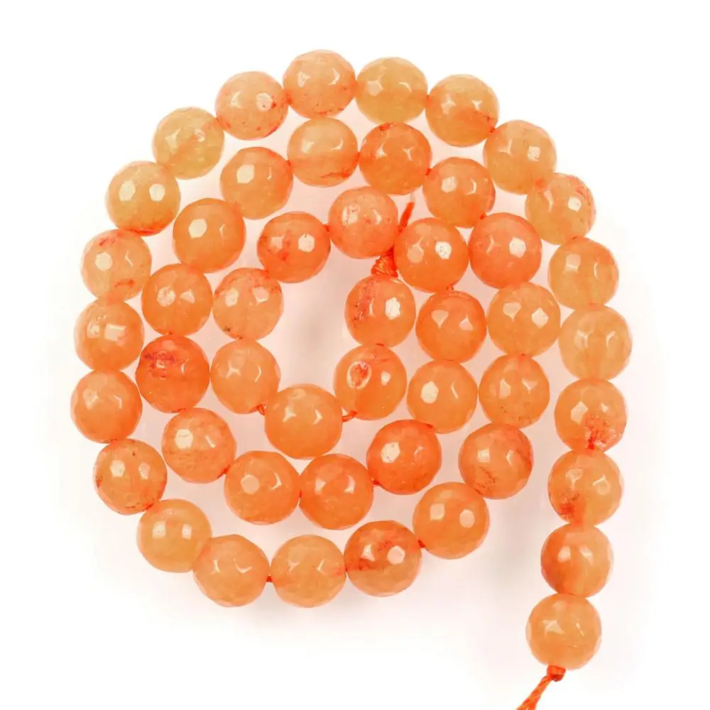 Orange 1" нитяные бусины из натурального камня, граненые разноцветные мраморные каменные бусины, круглые бусины для изготовления ювелирных изделий, браслет 8 мм - Цвет: Orange