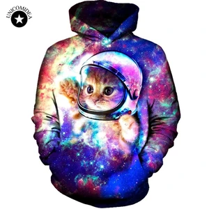 Толстовка с 3D принтом кота для мужчин и женщин, Свитшот в стиле Триппи с изображением Галактики, забавная толстовка, пуловер в стиле Харадзюку, большие размеры, Прямая поставка