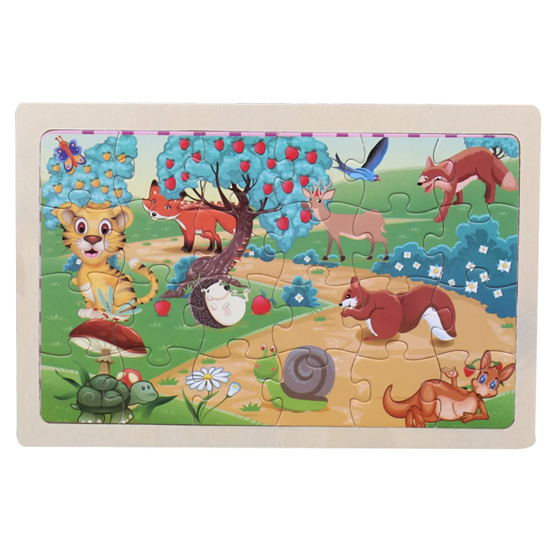 

24PCS Wooden Toys Farm Animal Jigsaw Puzzle Game Toys for Children's Early Education and Development Aid Gift