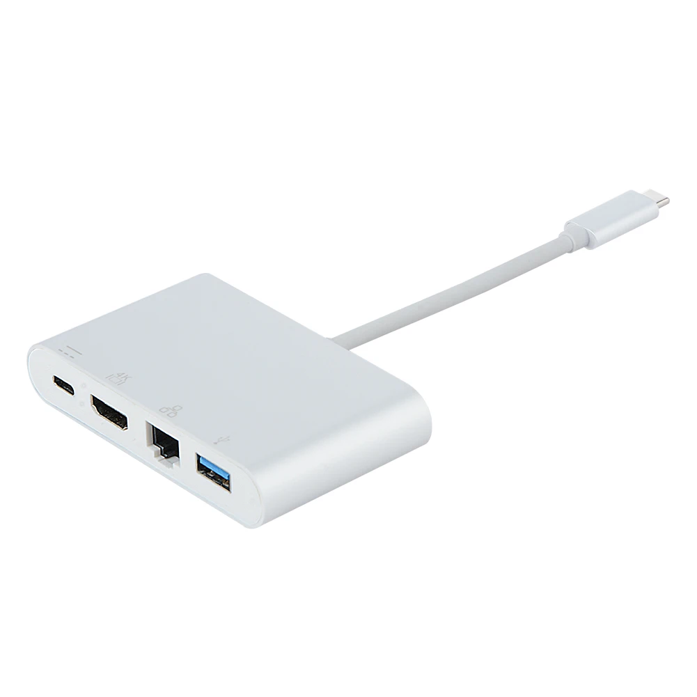 Адаптер 4 в 1 Type C USB 3 на концентратор 4K UHD + гигабитный Ethernet(RJ45)+ 0 адаптер конвертер