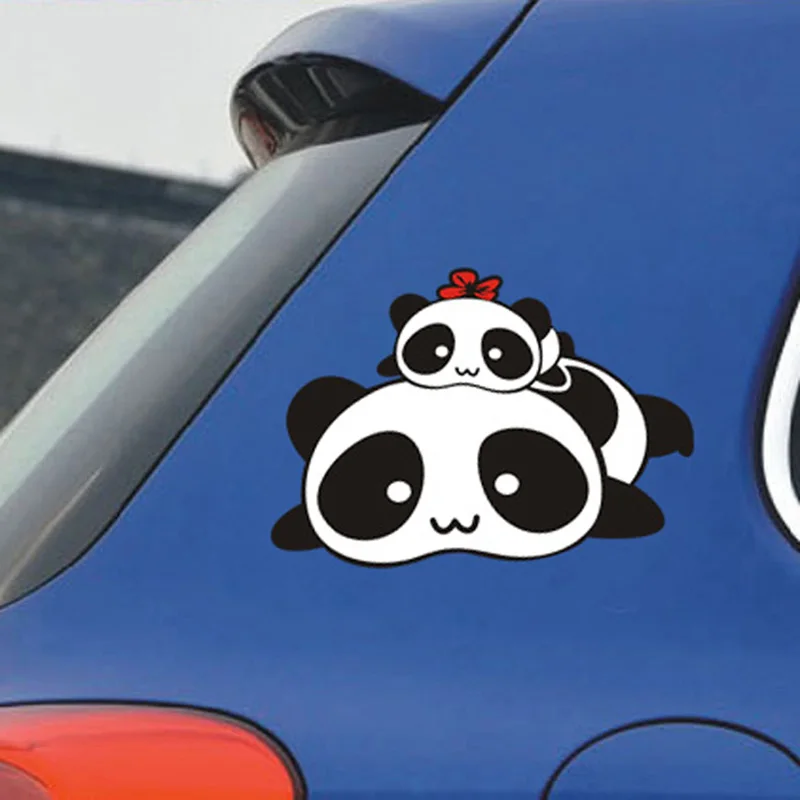 Милые семейные наклейки с пандой из мультфильма для автомобиля декоративные и