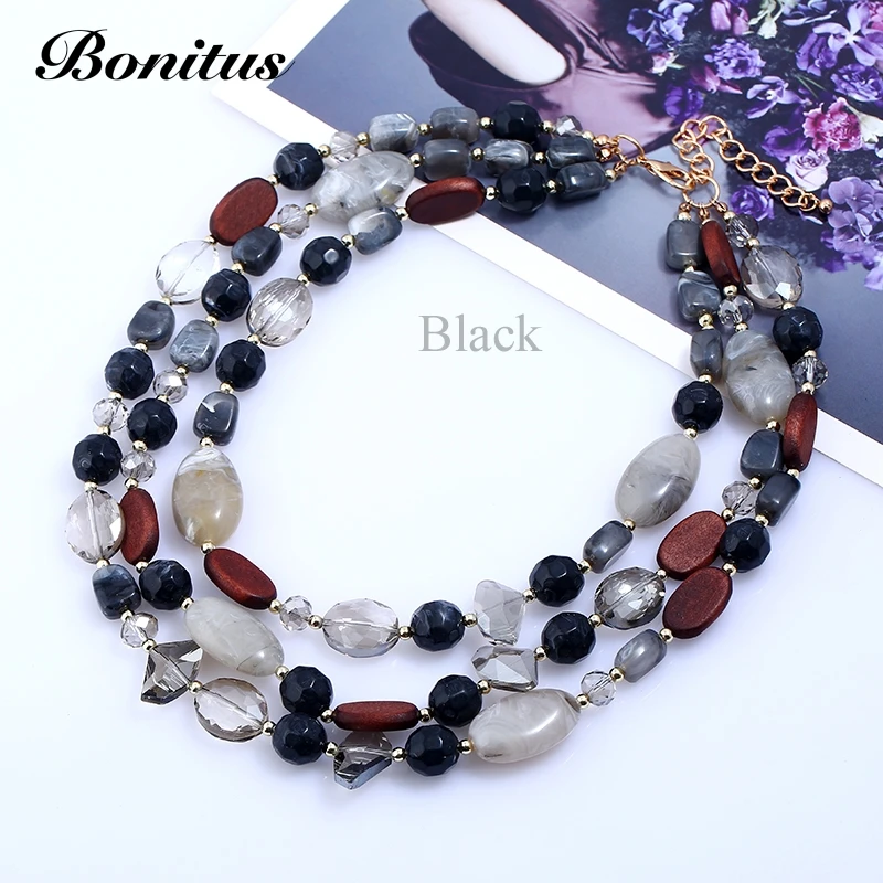 [Bonitus Jewelry] Новое поступление модное многослойное колье-чокер из полированного пластика для женщин HOT06N3152
