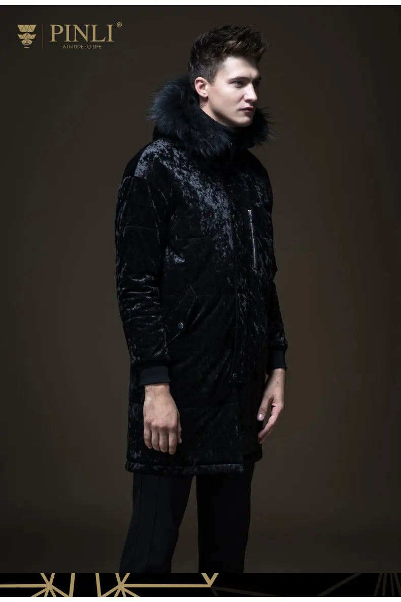 Мужские зимние куртки Chaquetas Hombre, зимние куртки для мужчин s Pinli, мужское длинное пальто из енота B183405555