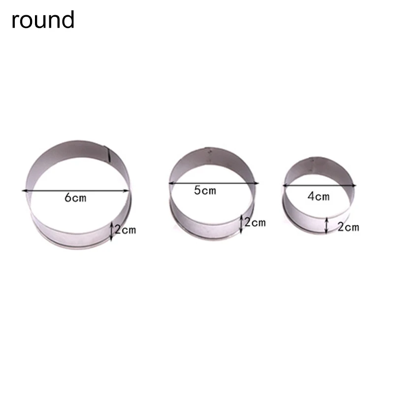 round Кухонные гаджеты для торта инструменты для украшения и нержавеющая сталь круглый/сердце/звезда/цветок формы помадки торт формы l резак печенья 3 шт./компл - Цвет: round
