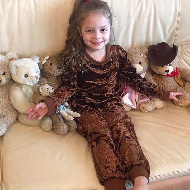 Детская одежда для девочек зимние вельветовые штаны Вельветовая Однотонная