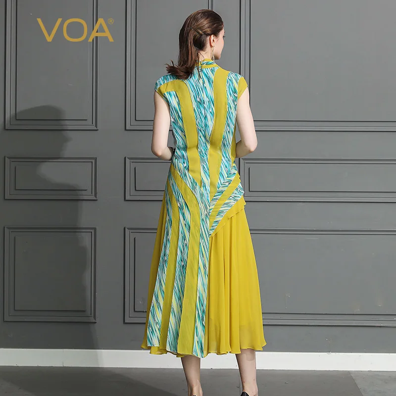 Платье VOA женское длинное винтажное с треугольным вырезом и принтом | Женская