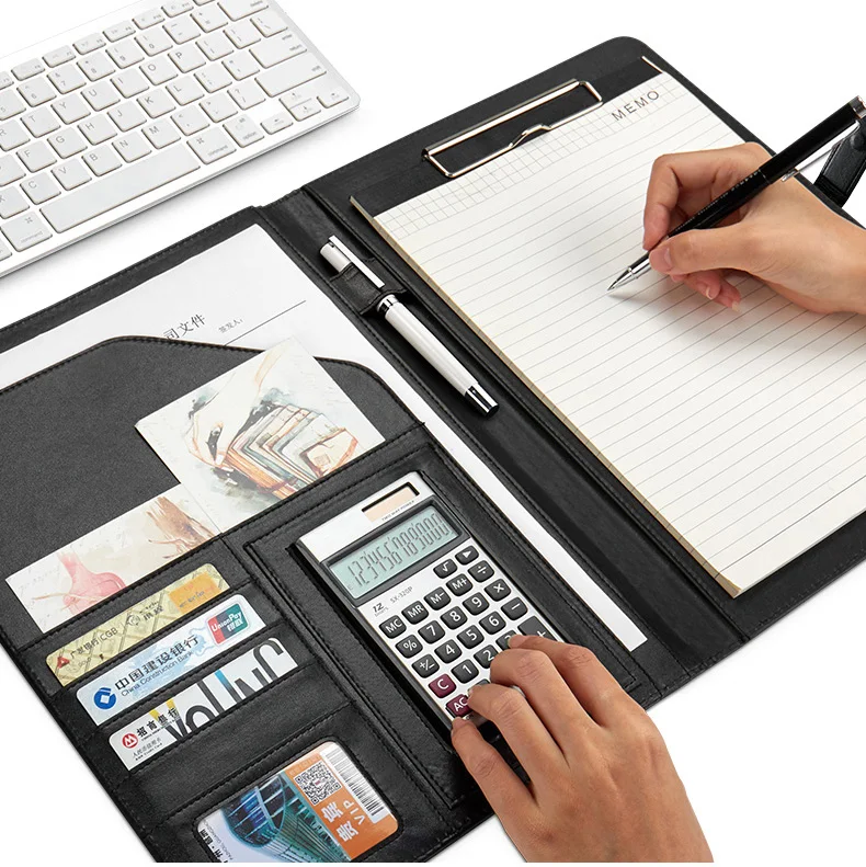 Мода А4 искусственная кожа офисный Padfolio Многофункциональный блокнот файл папка с